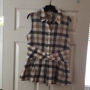 Anthropologie 11-1-TYLHO SZ LG Grey, Tan,Cream top